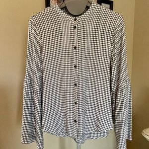 *Madewell* Bell-Sleeve Button-Down Shirt(Windowpane)